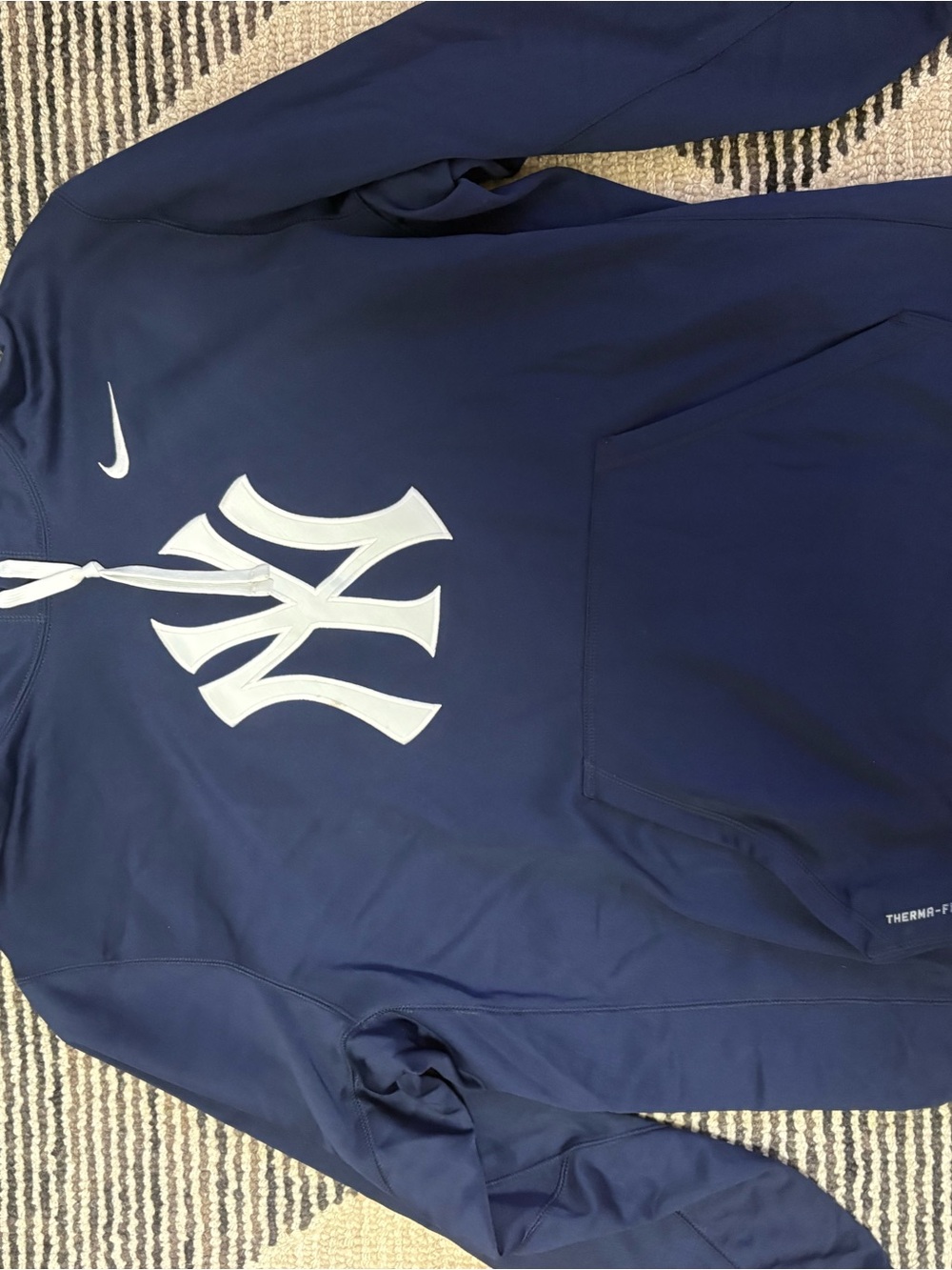 Nike Navy and White Team Pullover Hoodie with Logo